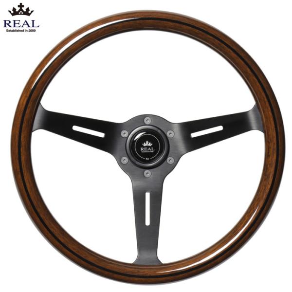 REAL CLASSIC ディープタイプ 16ダークブラウンウッド/ライン 汎用 レアル ステアリン...