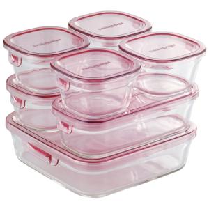 保存容器 ガラス 耐熱 ギフトセット パック＆レンジ システムセット ピンク PSC-PRN-P7 7点セット iwaki イワキ 岩城ハウスウェア