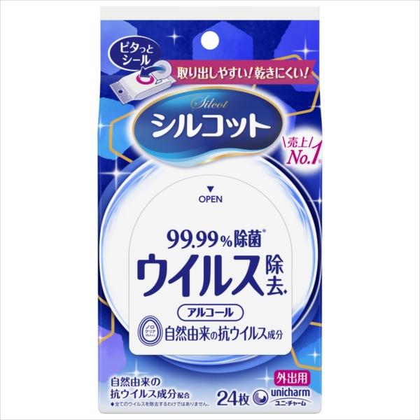 まとめ得 シルコット ノロクリアウェット除菌 外出用24枚 ユニ・チャーム x [25個] /h ウ...