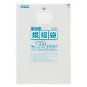 ジャパックス HD規格袋 厚み0.010mm No.10 半透明 200枚×10冊×10箱 E-10...