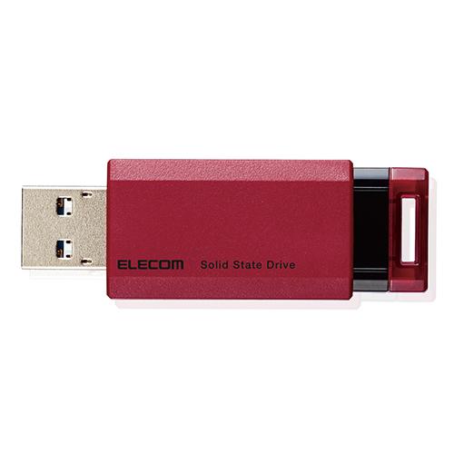 エレコム SSD 外付け ポータブル 1TB 小型 ノック式 USB3.2(Gen1)対応 レッド ...