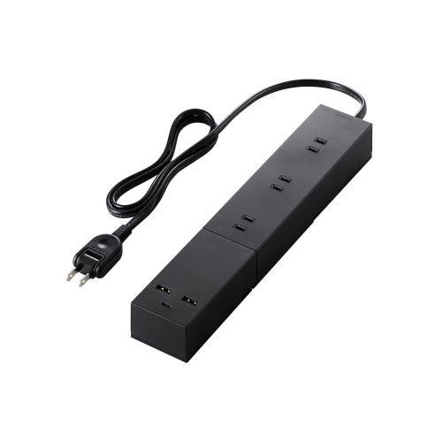 エレコム 電源タップ 1m ( コンセント ×3 Type-C ×1 USB-A ×2 ) ブラック...