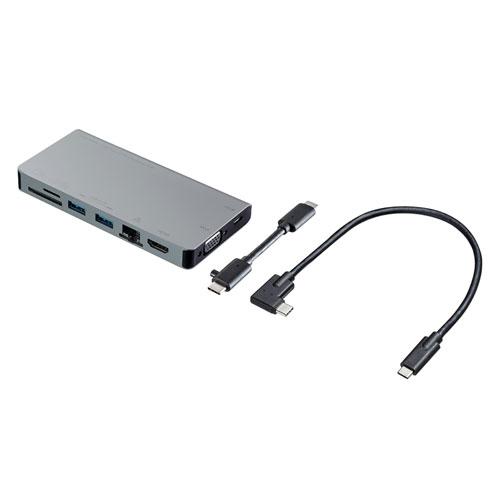 サンワサプライ USB Type-C ドッキングハブ VGA HDMI LANポート カードリーダー...