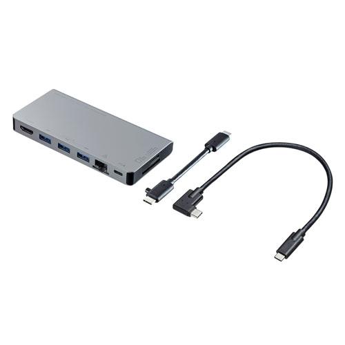 サンワサプライ USB Type-C ドッキングハブ HDMI LANポート カードリーダー搭載 U...