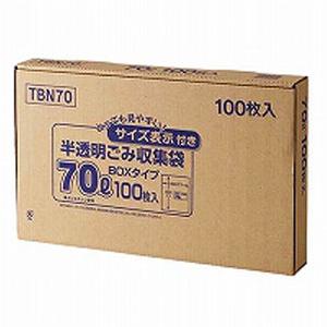 容量表示入ポリ袋 70L 白半透明 100枚 TBN70