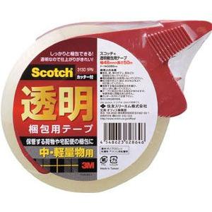 スコッチ 透明梱包用テープ 中・軽量物用 カッター付 313D 1PN : webby