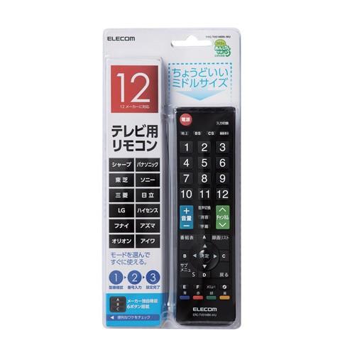 エレコム ELECOM かんたんTVリモコン 12メーカー対応 Mサイズ ブラック ERC-TV01...