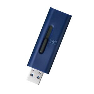 ポスト投函 エレコム ELECOM USBメモリ 32GB USB3.2（Gen1） 高速データ転送 スライド式 キャップなし ストラップホール付 ブルー MF-SLU3032GBU｜webby