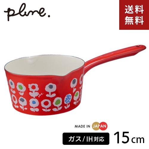 Plune. ホーローミルクパン 15cm レッド キャンディフラワー YJM-202☆★