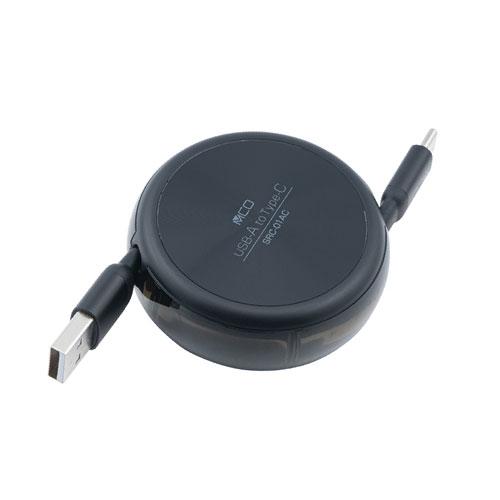 ナカバヤシ MCO からみにくいコードリールケーブル USB-A to C ブラック SRC-01A...