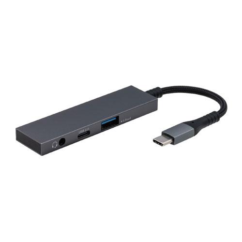 ナカバヤシ Digio2 Type-C USB3.2Gen1+2.0 2ポート交換ハブ 3.5mm4...