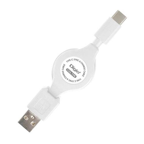ナカバヤシ Digio2 2A対応 USB2.0 Type-Cケーブル 巻き取り式 ホワイト ZUH...