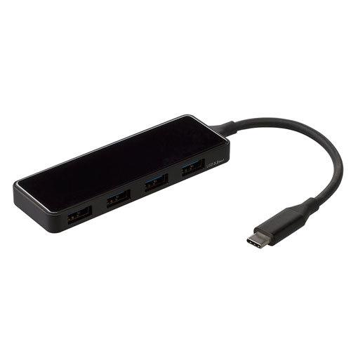 ナカバヤシ Digio2 USB3.2（gen1） Type-C 4ポート変換ガラスハブ ブラック ...