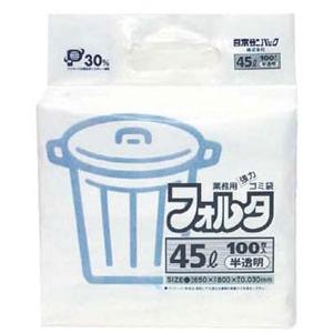 ゴミ袋フォルタ 半透明 100枚入 45L F-4H