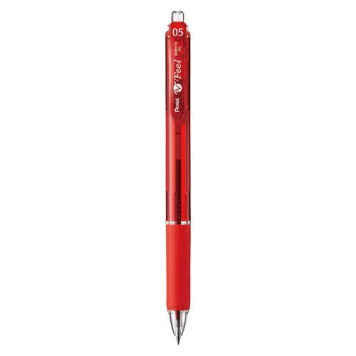 ぺんてる フィール ボールペン 0.5 クリアレッド軸 赤 BXB115-B