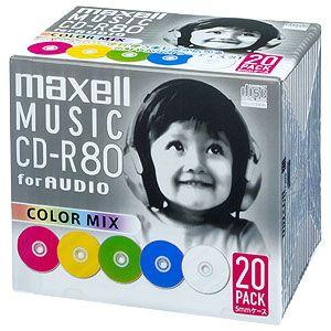 マクセル maxell 音楽用CD-R80分 カラーミックス 20枚 CDRA80MIX.S1P20S｜webby