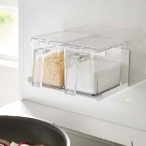 山崎実業 マグネット調味料ストッカーラック タワー tower ホワイト 5132 調味料収納 マグネット 調味料 ラック 磁石 調味料ストッカー シンプル キッチン収納