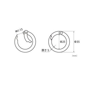 和気産業 丸型カラビナ 平 シルバー BK-1...の詳細画像1