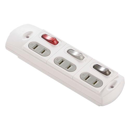 オーム電機 DIYタップ 個別スイッチ付き 3個口 HS-TM3BSWX3-W