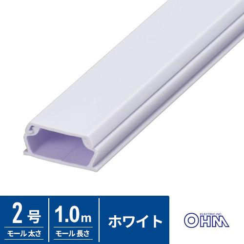 オーム電機 ABSモール 2号 1m ホワイト DZ-AM21-W