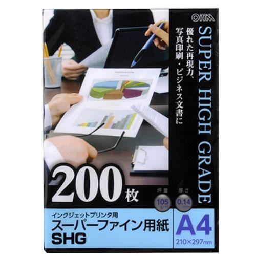 オーム電機 スーパーファイン用紙 A4版 200枚入り PA-PSF-A4/200