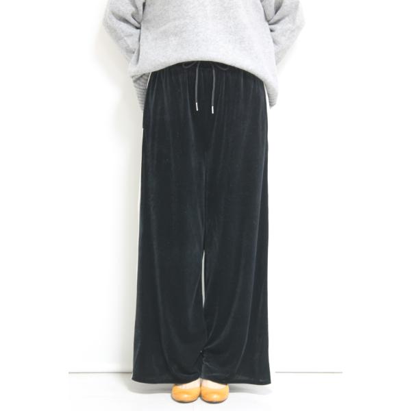 ロージー（ROSIEE）ベロアサイドラインパンツ／ブラック