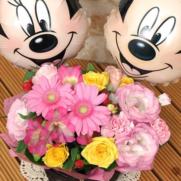 Disney ディズニー花アレンジミッキー＆ミニーバルーンフラワー 誕生日プレゼント記念日あす楽　卒...