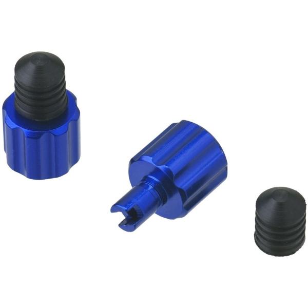 DRC ディーアールシー アルミムシ回し付きエアバルブキャップ カラー：ブルー エアバルブキャップ
