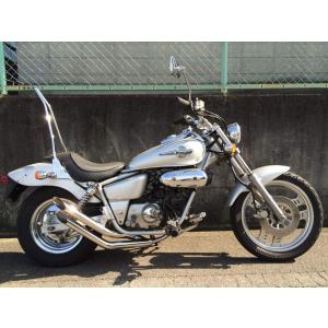 部品屋K&W ステンレス製ツインスラッシュカットWマフラー マグナ50