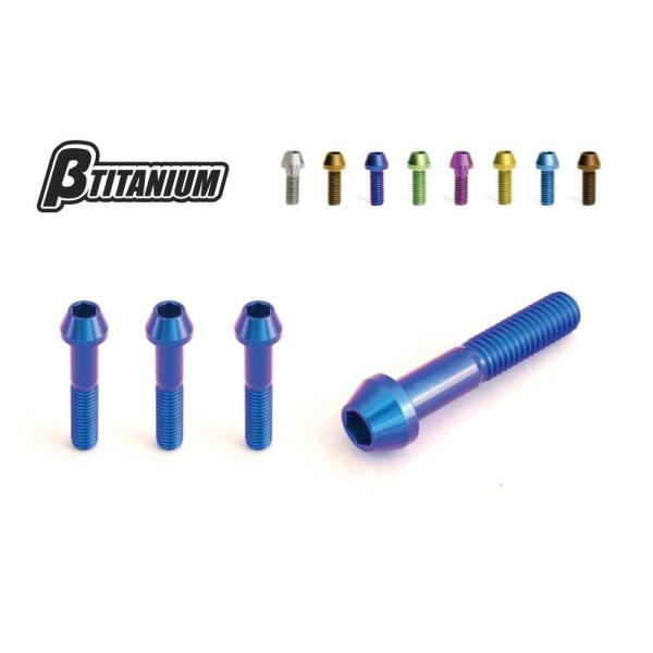 βTITANIUM ベータチタニウム フロントフォーク ピンチチタンボルトキット アイスブルー タイ...