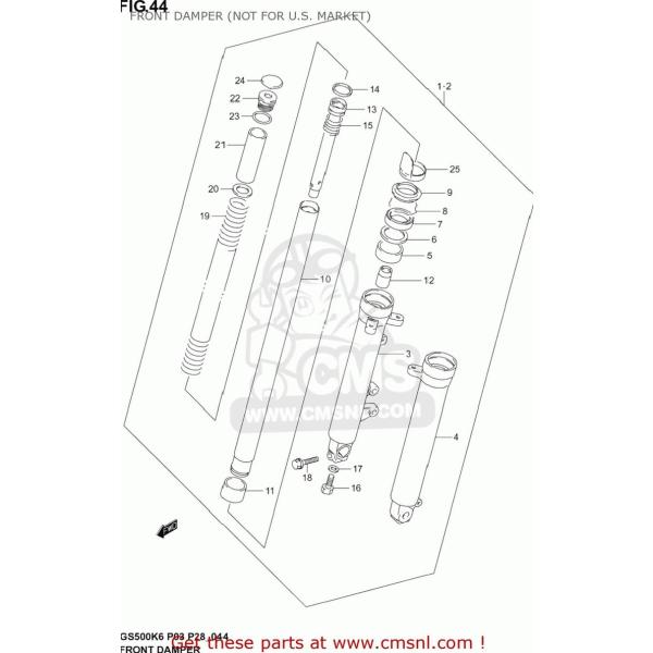 CMS シーエムエス DAMPER ASSY，FR FORK，R GS500F 2004 (K4) ...
