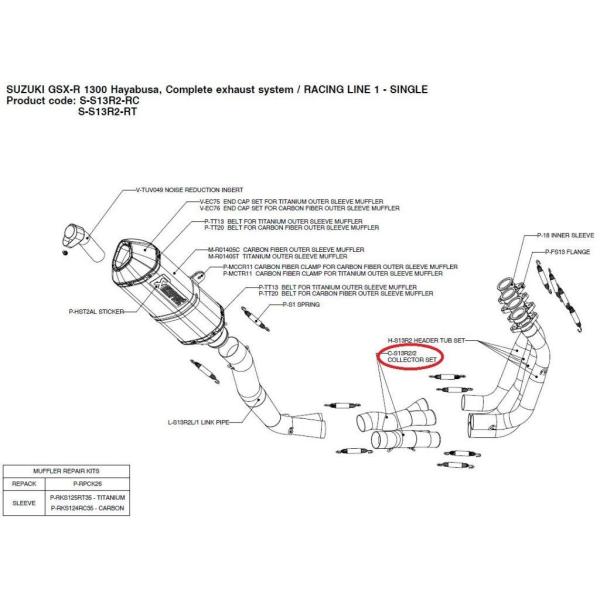 AKRAPOVIC アクラポビッチ 【リペアパーツ】C-S13R2/2 collector set ...