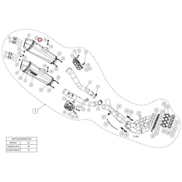 AKRAPOVIC アクラポビッチ 【リペアパーツ】M-HZAA00302TL muffler ZZ...