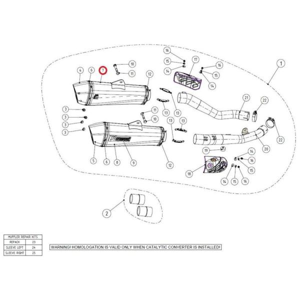 AKRAPOVIC アクラポビッチ 【リペアパーツ】M-HZAA00302TL/1 muffler ...