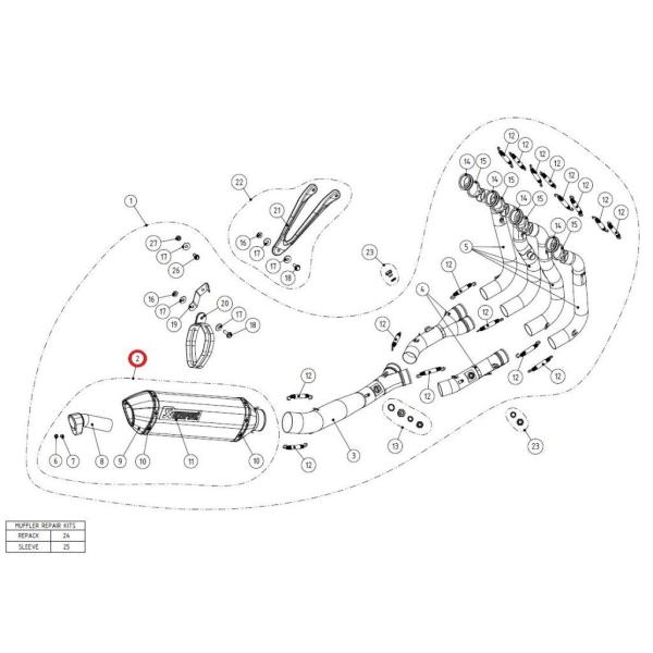 AKRAPOVIC アクラポビッチ 【リペアパーツ】M-R01905C muffler S1000R...
