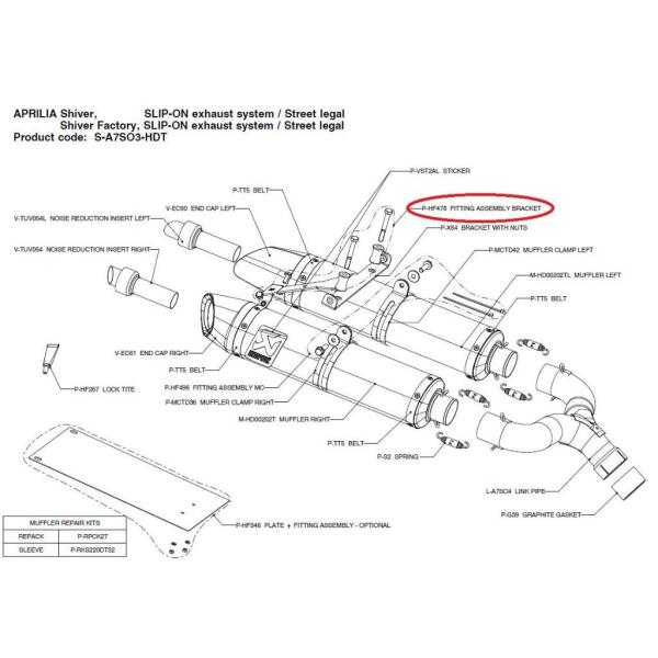 AKRAPOVIC アクラポビッチ 【リペアパーツ】P-HF478 fitting assembly...