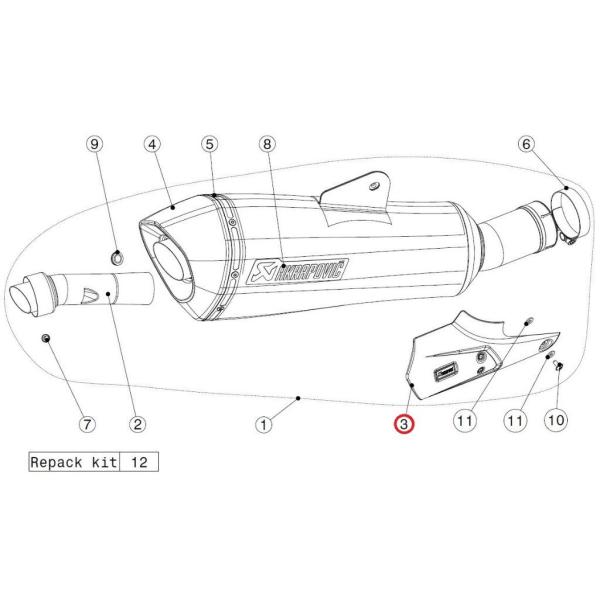 AKRAPOVIC アクラポビッチ 【リペアパーツ】P-HSB12SO3 heat shield c...