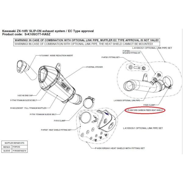 AKRAPOVIC アクラポビッチ 【リペアパーツ】P-HSK10R3 carbon fiber h...