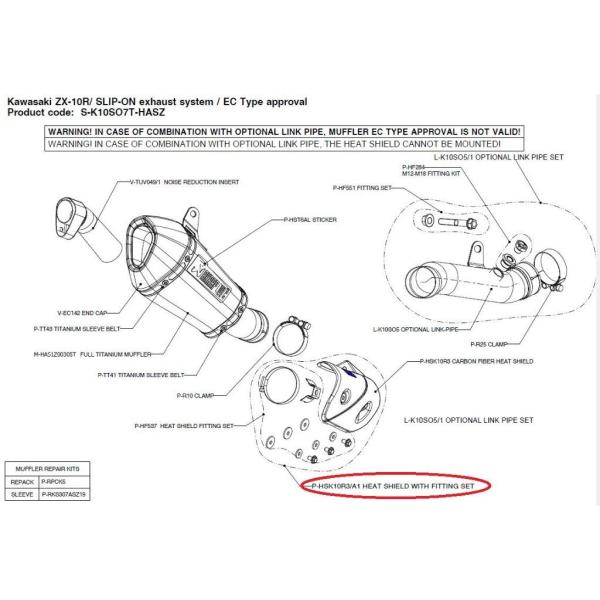 AKRAPOVIC アクラポビッチ 【リペアパーツ】P-HSK10R3/A1 heat shield...
