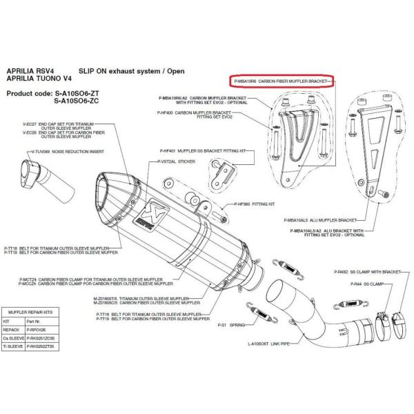 AKRAPOVIC アクラポビッチ 【リペアパーツ】P-MBA10R6 carbon muffler...