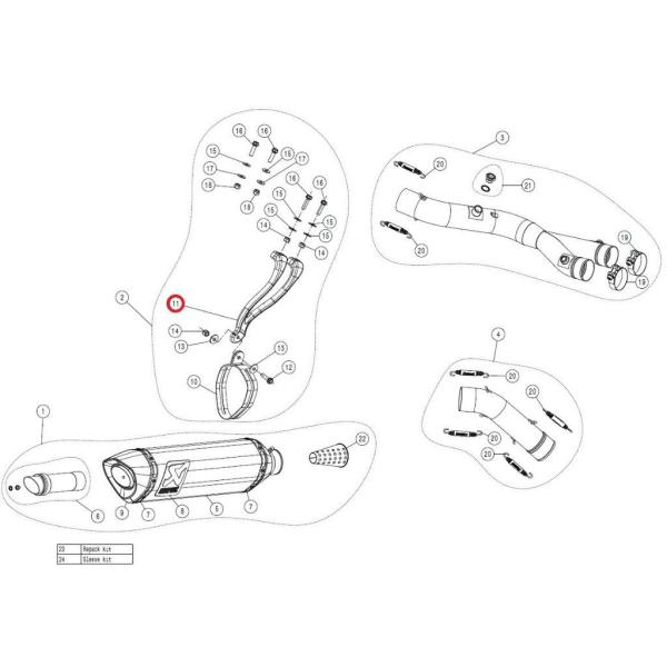 AKRAPOVIC アクラポビッチ 【リペアパーツ】P-MBY10E1 muffler bracke...