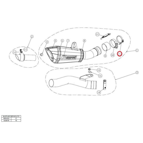 AKRAPOVIC アクラポビッチ 【リペアパーツ】P-R30D clamp SS Z800 ZX-...
