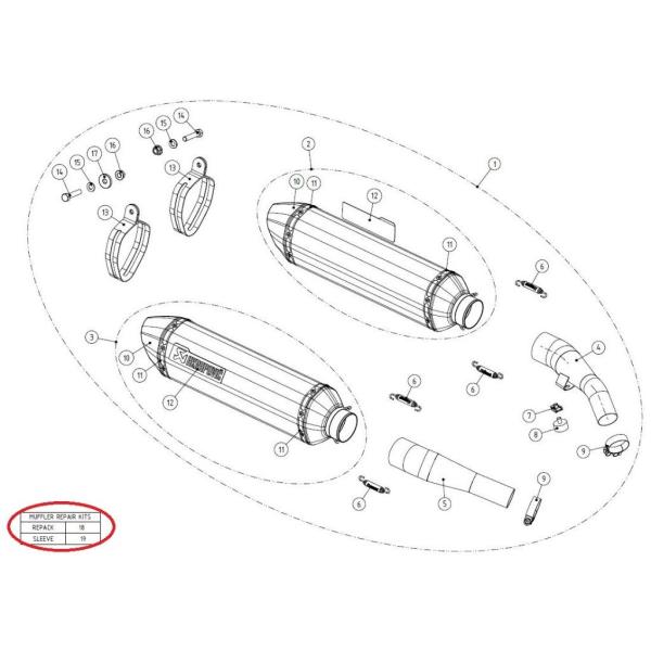 AKRAPOVIC アクラポビッチ 【リペアパーツ】P-RKS337RT40 muffler sle...