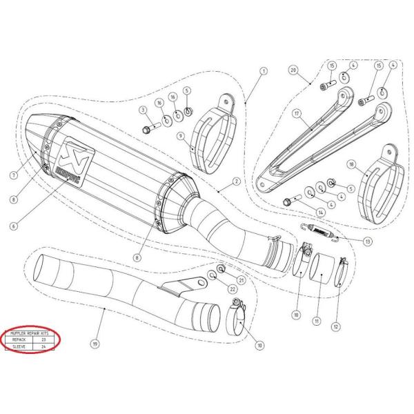 AKRAPOVIC アクラポビッチ 【リペアパーツ】P-RKS459Z300 muffler sle...