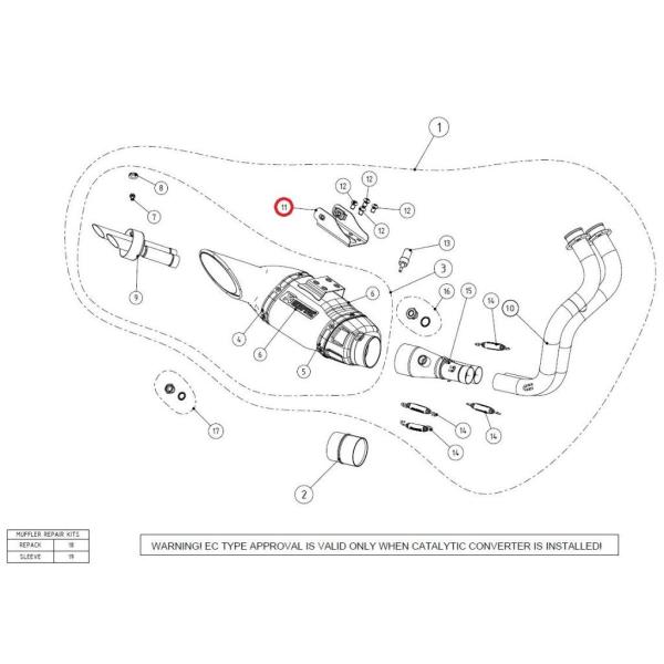 AKRAPOVIC アクラポビッチ 【リペアパーツ】P-X139 bracket SS FZ-07 ...