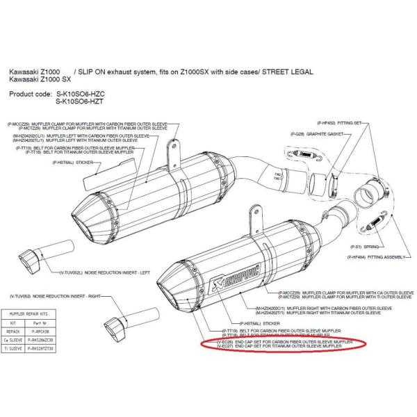 AKRAPOVIC アクラポビッチ 【リペアパーツ】V-EC27 end cap APRILIA ア...