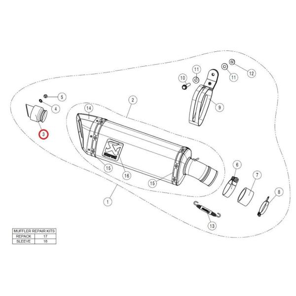 AKRAPOVIC アクラポビッチ 【リペアパーツ】V-TUV168 insert SS NINJA...