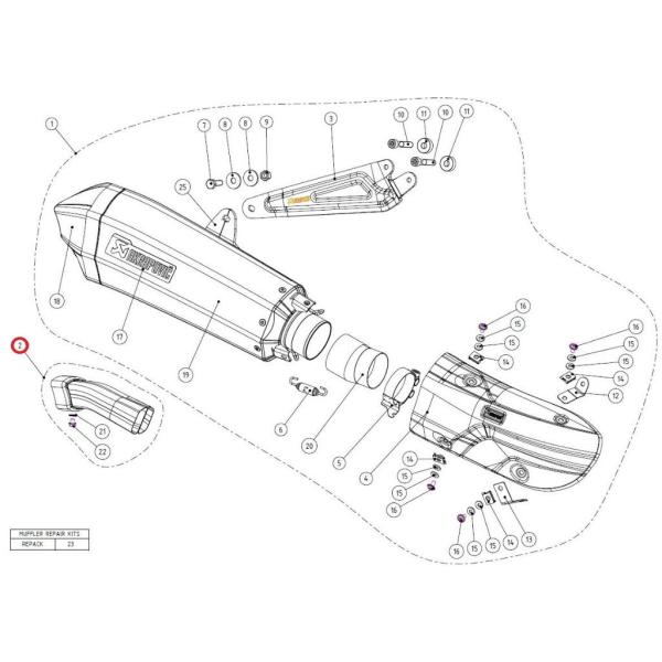 AKRAPOVIC アクラポビッチ 【リペアパーツ】V-TUV169Y noise insert M...