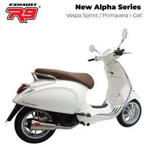 R9 Exhaust R9 Exhaust:アールナインエキゾースト New Alpha フルエキゾーストマフラー Vespa Sprint／Primavera カラー：ブラック Primavera150 Sprint150｜webike02