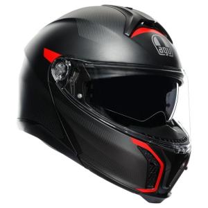 AGV エージーブイ TOURMODULAR JIS MULTI - FREQUENCY MATT GUNMETAL／RED ヘルメット サイズ：M(57-58cm)｜webike02